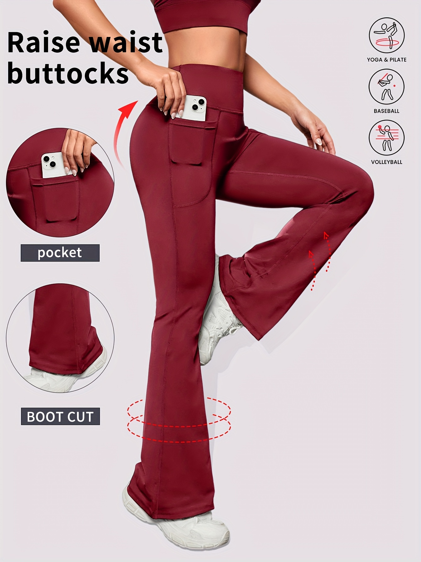 womens high waisted wide leg pants pockets full length Temu Canada