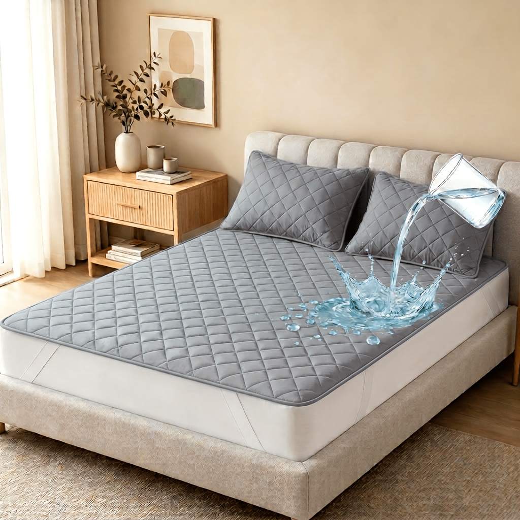 Image of 1pc Summer Quilted High Quality Mattress Protector, Ultra Soft Breathable Fitted Bed Cover With Deep Pocket, Skin-friendly & Machine Washable Bedding For Bedroom, Hotel & Dorm, No Pillowcase