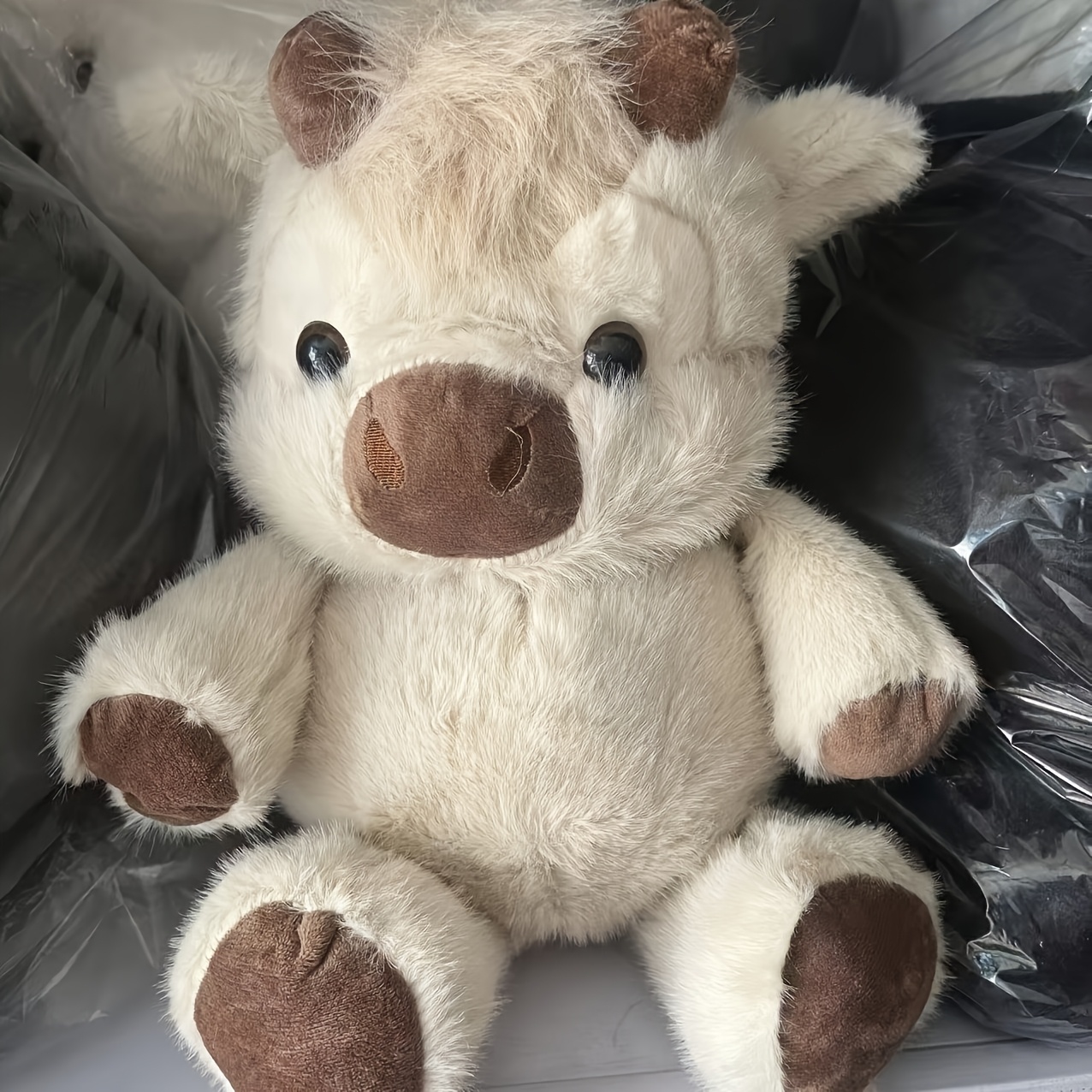 Cute Cattle Plush Toy Soft The Running Scottish Fluffy Cow Fluffy Animal Doll Doll Home Decoration Gift For Girls Birthday Cartoon