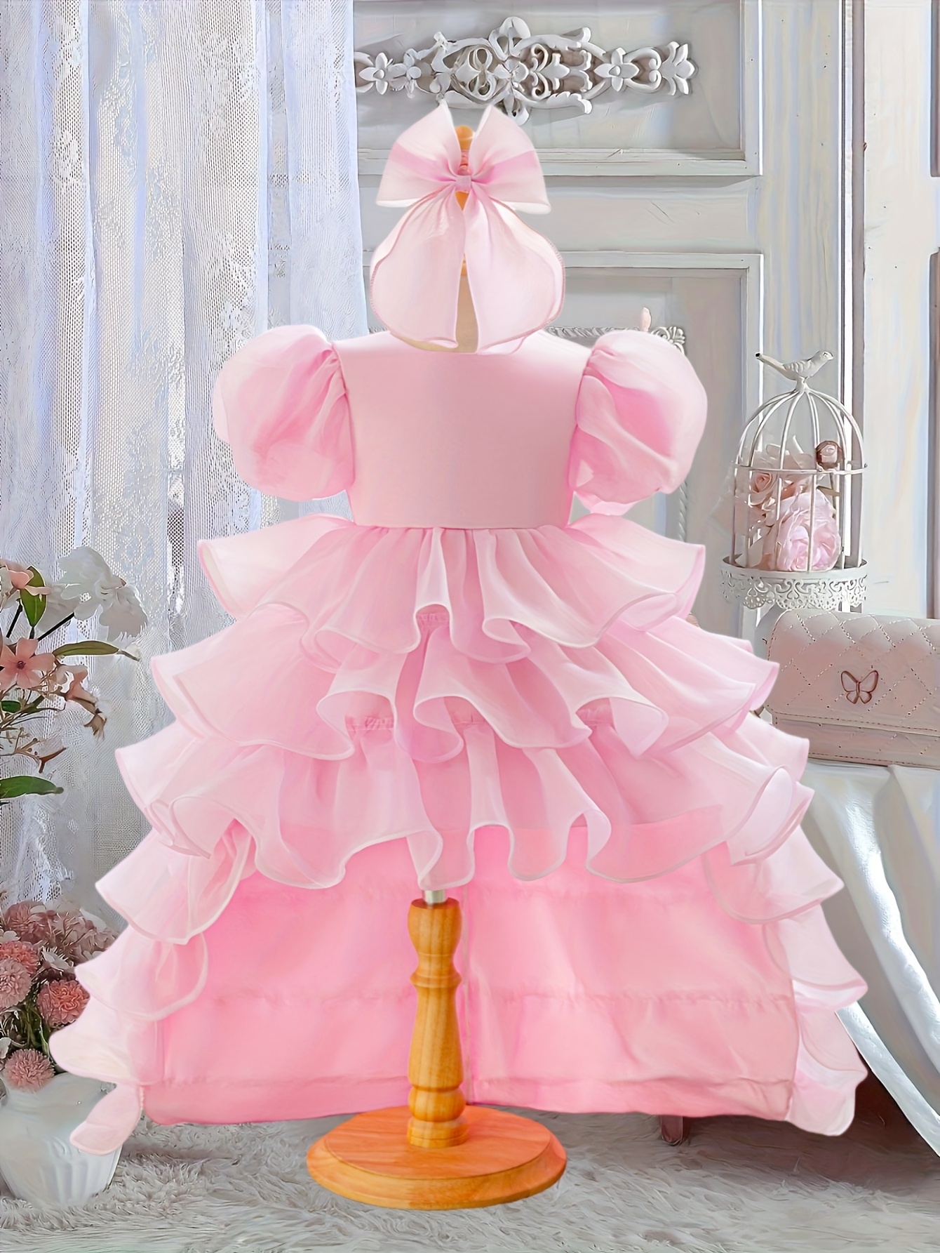 open lace back dress Puffy Skirt Ball Gown Pink Quinceanera Dress for Special Occasion