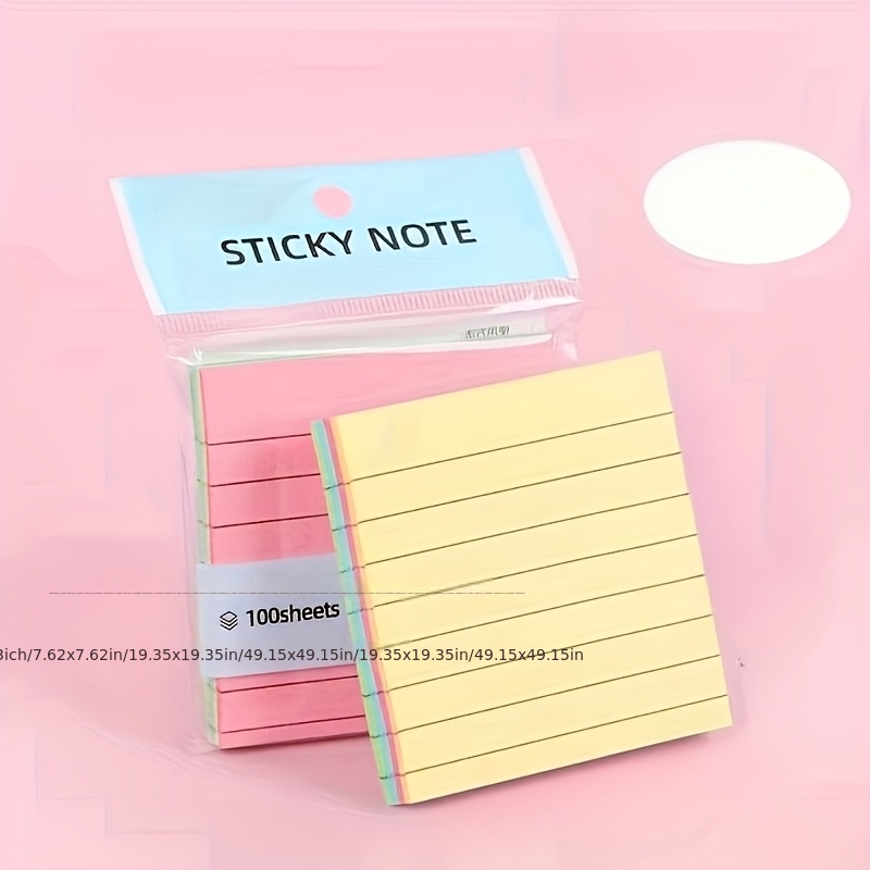 Image of Large Sticky Notes Pad - Lined, Self-adhesive Memo Pads For Students & Office Use, 4 Color Options - Assorted Colors - For Students, Teachers, & Office Workers - Great For Organization & Note Taking