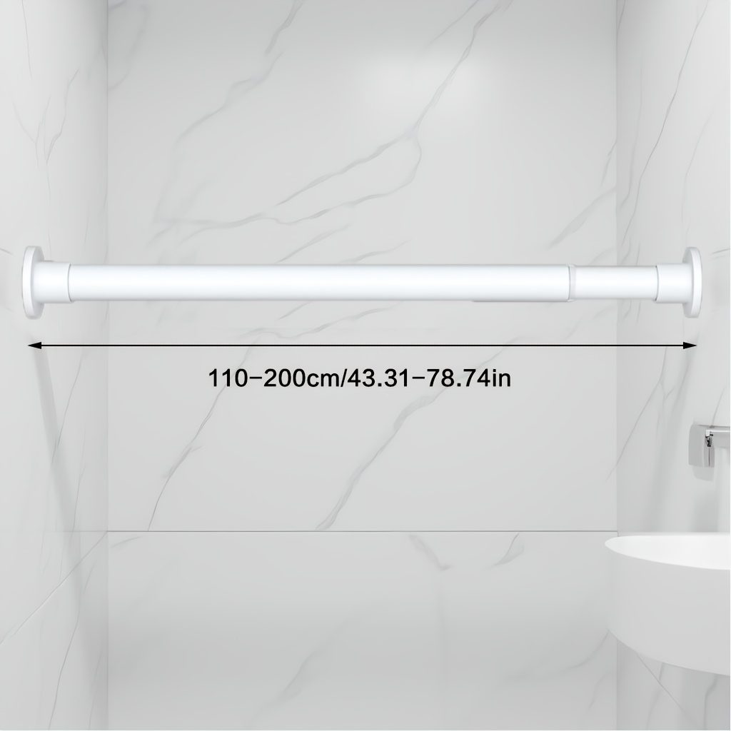 TEMU Tringle télescopique perçage, tringle de rideau de douche robuste, tringle à tension épaissie et renforcée, tringle à ressort ultra-résistante à