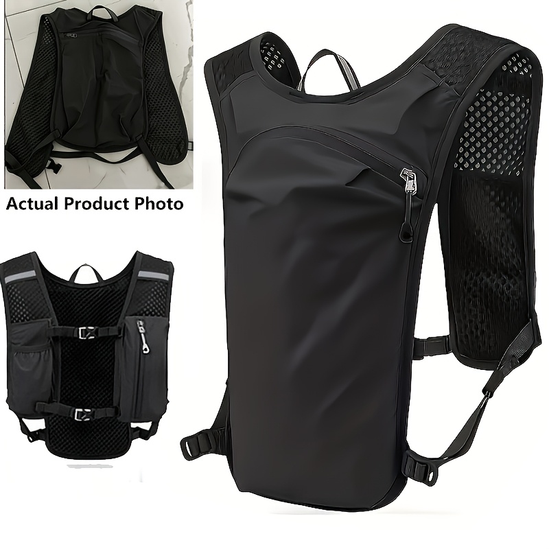 TEMU Men's Backpack, 1 Solid Color Running Vest | Multifunctional Large Capacity Running Vest | Multi Pocket Running Vest, Sports Backpacks Are
