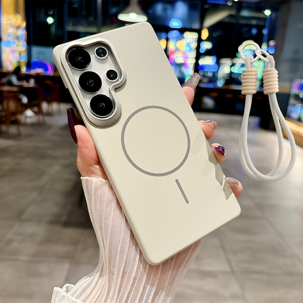 TEMU Phone Case: Niche Matte Magnetic Case With Wrist Strap For S25/24 Ultra, S24+ Phone Case, Internet-famous Trendy Brand 23 Ultra Drop-proof