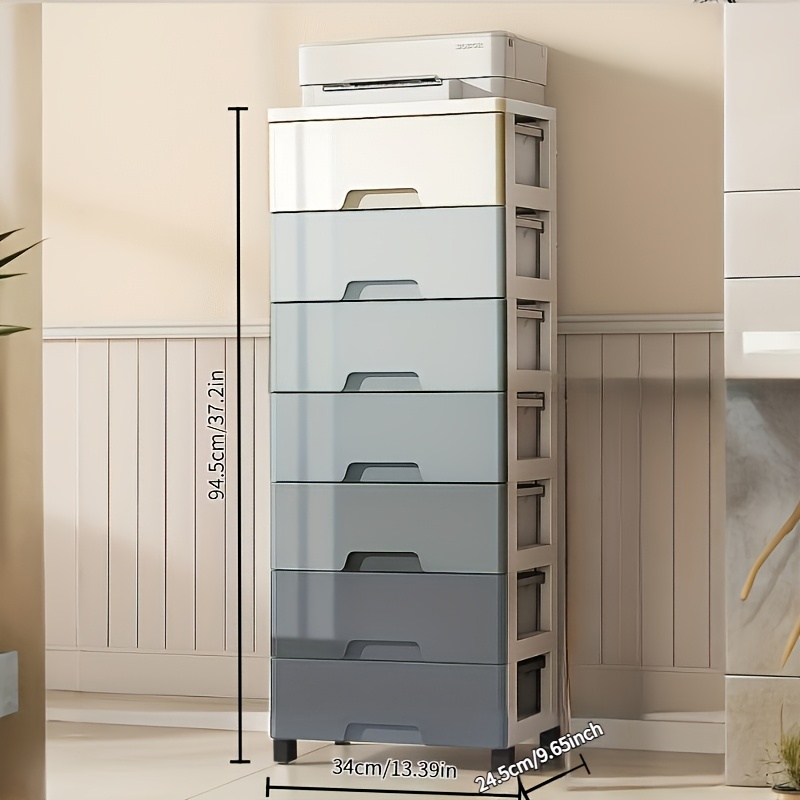 Plastic Storage Tower, Narrow Vertical Chest & Gradient Gray Dresser With Drawers For Bedroom, Living Room, Dorm | 4/5/6/7-drawer Options, Space- Design