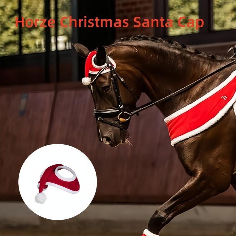 

Christmas Santa Cap For Horses - Slip-on Halter Cover With Soft Fleece Trim, Comfortable & Breathable Polyester, Easy To Wear, Perfect For Holiday Parties & Photos, 1 Size Fits Most - 1pc