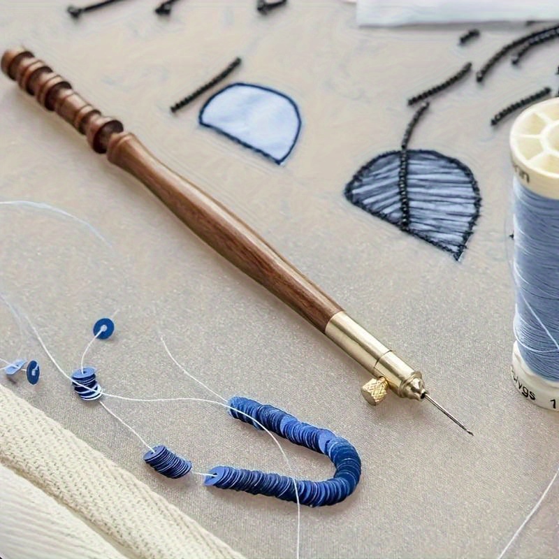 Wooden Handle French Reverse Embroidery Crochet Hook Set