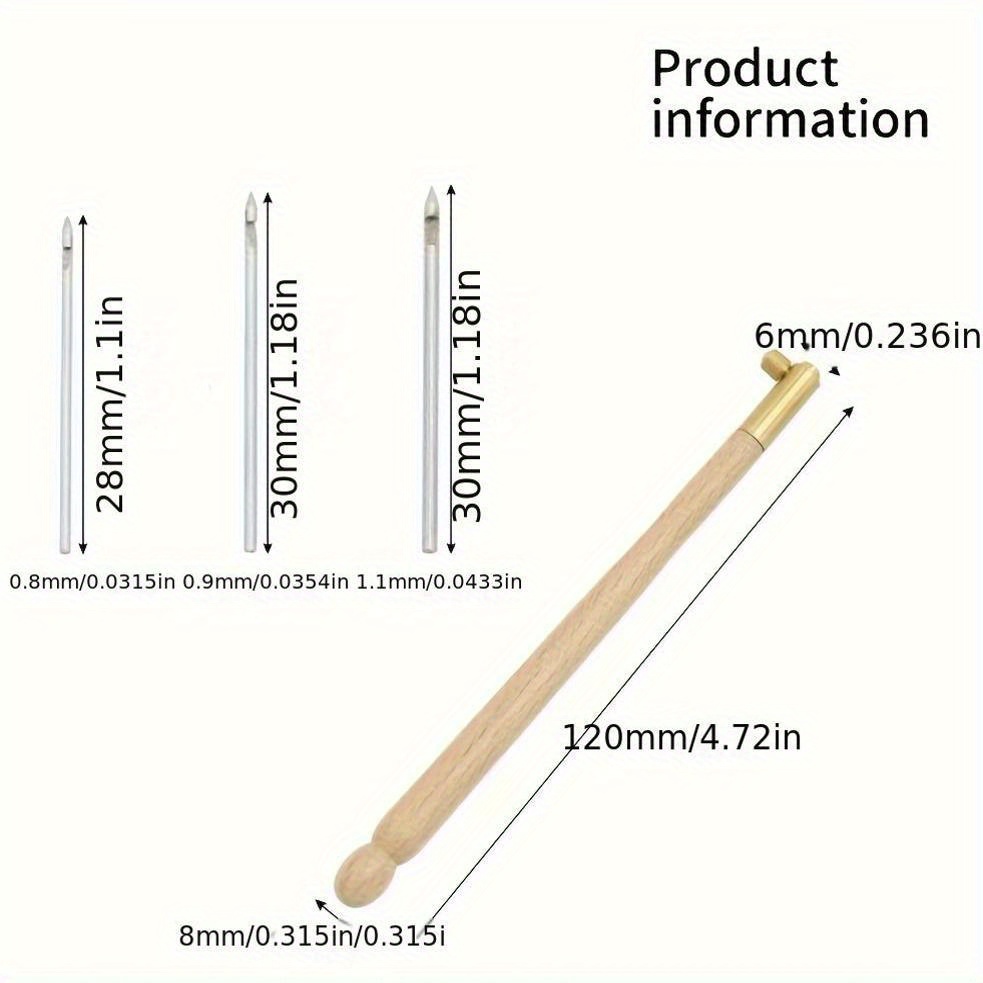 ensemble de crochets à broderie inversée française avec manche en bois - 3 aiguilles pour de fleurs & lartisanat de détails 2
