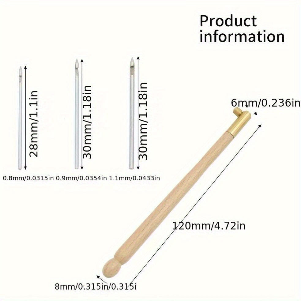 Wooden Handle French Reverse Embroidery Crochet Hook Set