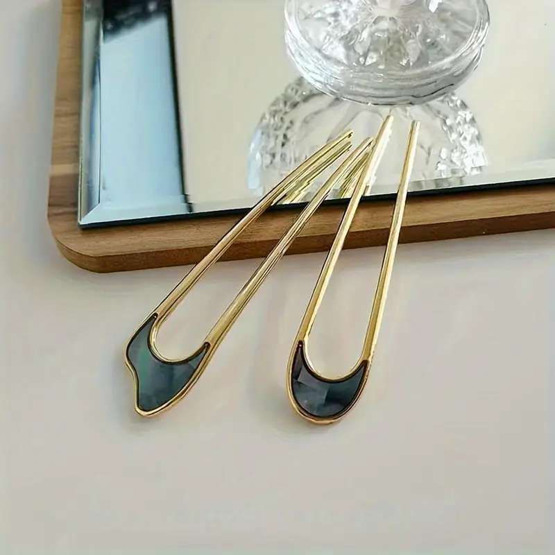 1pc Horquilla de U de Metal para Cabello Corto, Tenedor de Pelo Retro de Aleación, Accesorios Elegantes para el Cabello de Mujer
