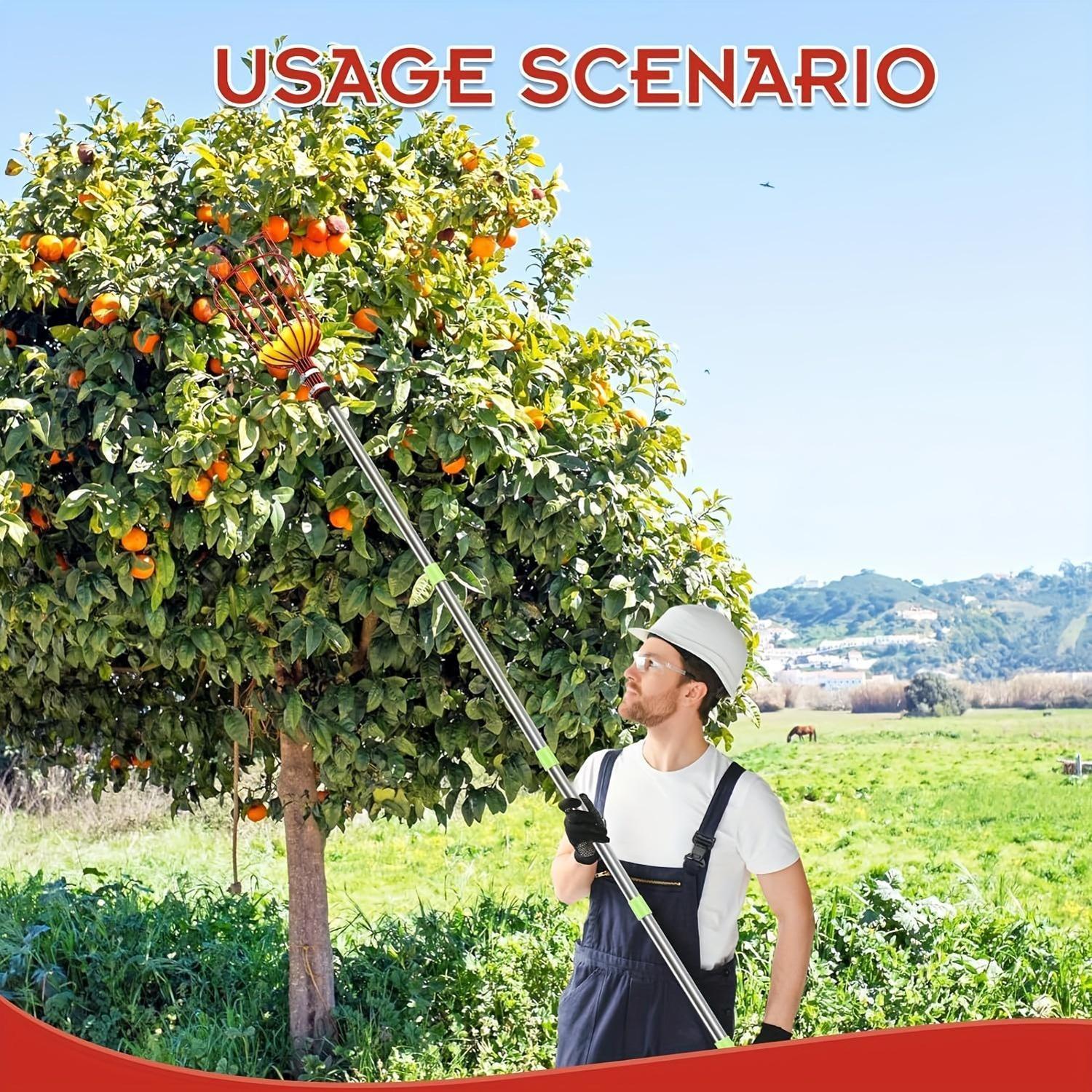 

Stainless Steel Fruit Picker - Portable, Detachable Long Pole For High- Harvesting, Ideal For Home Use