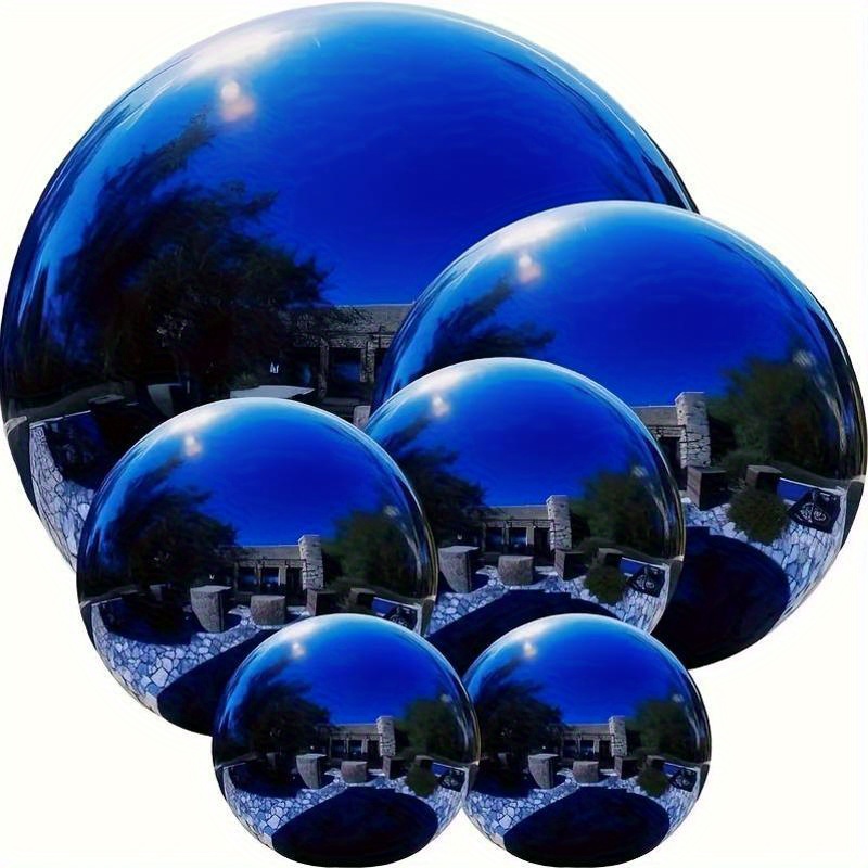 

6-pack, Stainless Steel Gazing Balls, Blue Mirror Polished Hollow Balls Reflective Garden Balls, Pre-drilled Gazing Balls, Suitable For Home Garden Decorations