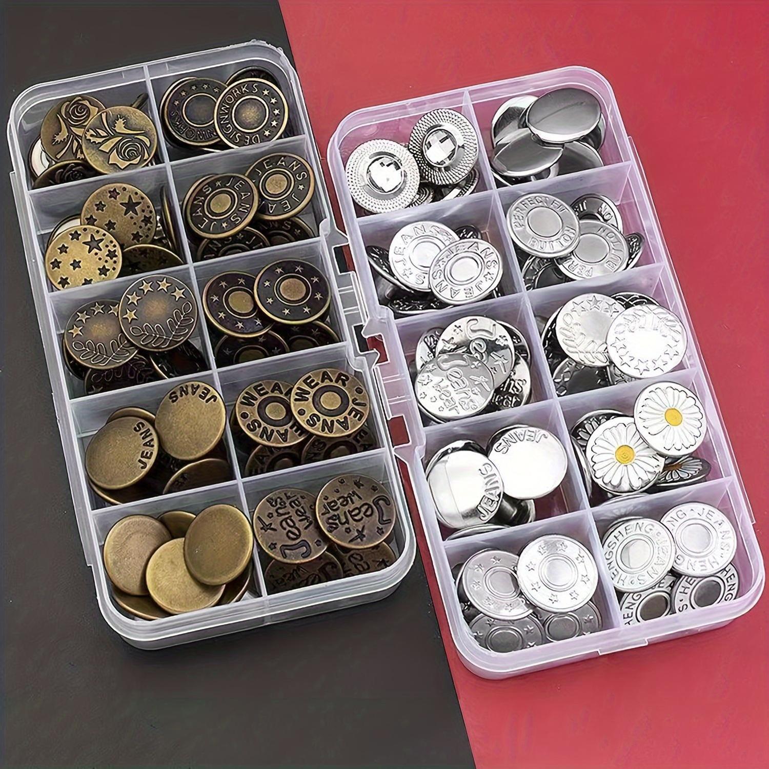 

25/50 Sets Vintage Metal Screw Buttons - Seamless Kit For Jeans Fasteners - Diy Tack Buttons For Easy