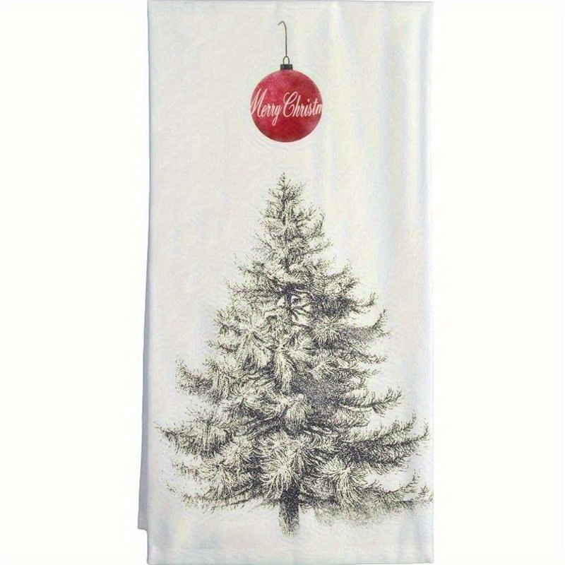 TEMU 1pc Christmas Tree Pattern Hand Towel, Soft Absorbent Fingertip Towel, Kitchen Dish Towel, Bathroom Supplies, Home Decor, Housewarming Gift