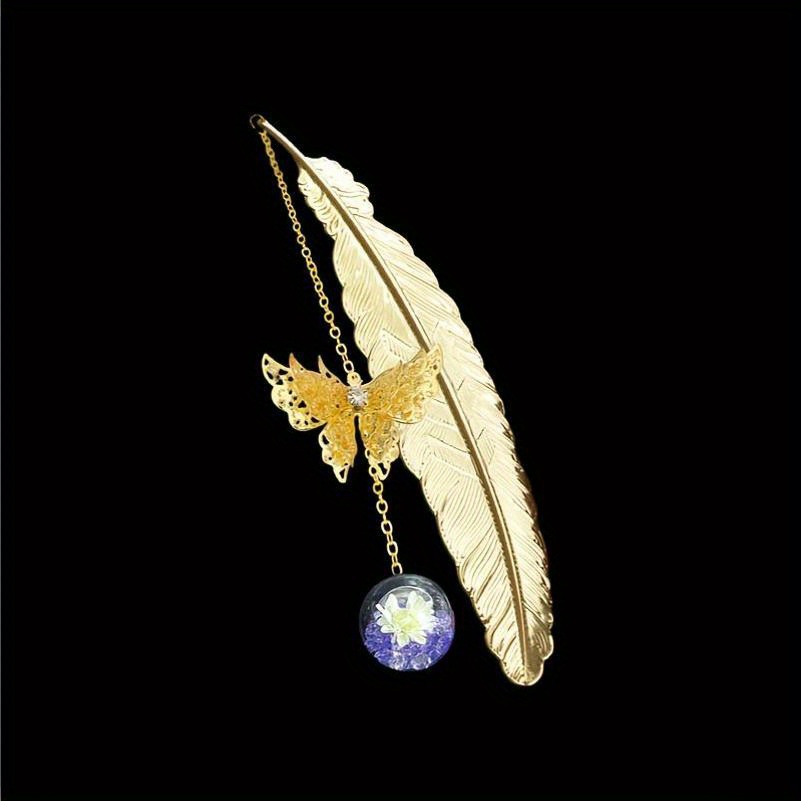 TEMU 1pc Feather Bookmark With Pendant - Style, Readers, Teachers & Book Lovers Valentine's Day, Day, Thanksgiving, Christmas For Teachers, Women,