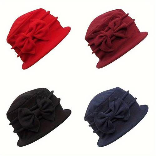womens korean european style lined double layer bucket hat with bow thickened suitable for autumn winter lightweight non elastic hat for weather dry for office accessory