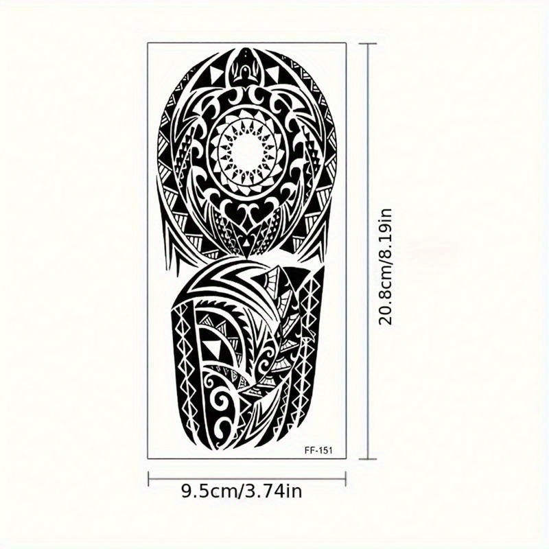 5pcs Black Tribal Wolf Head Totem Tattoo Stickers, Half-Sleeve Design