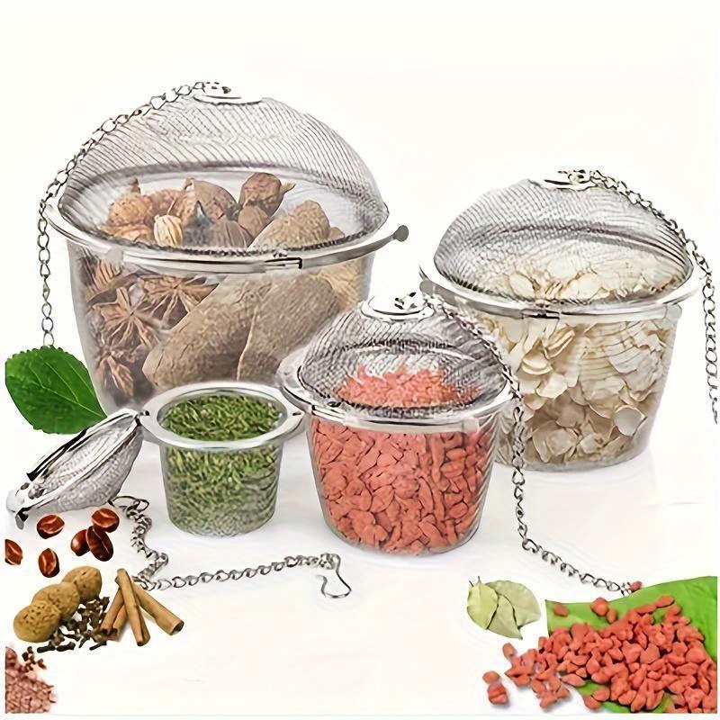 1개 스테인리스 스틸 차 주입구 볼, 주방 및 레스토랑 사용을 위한 금속 조미료 스트레이너, 내구성 있는 스파이스 필터, 핫팟용 차 잎 담그기 액세서리, 차 액세서리, 조미료 볼