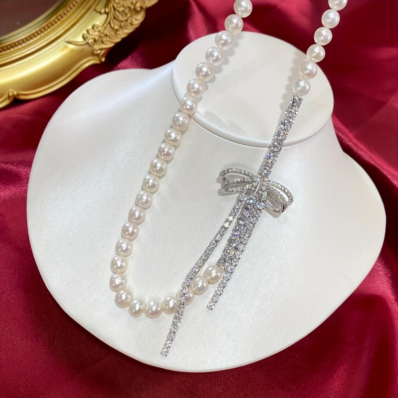 elegant   necklace with cubic zirconia bow   weddings mothers day special occasions details 1