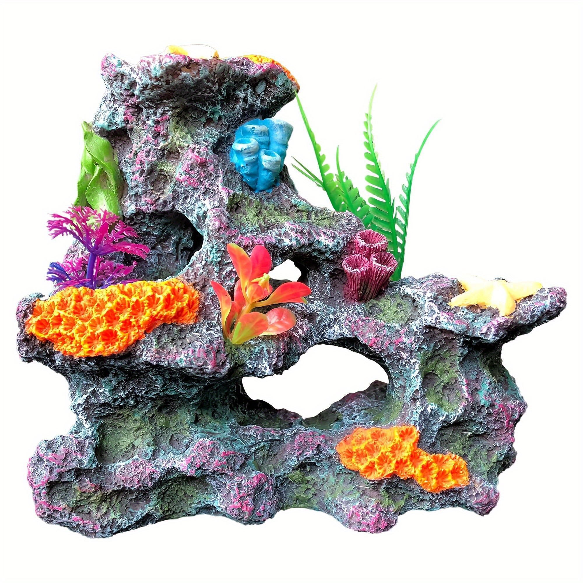 marine enhancement vibrant resin   aquarium decoration multi colored artificial coral with   and sea plants ideal for fish tanks enhances underwater habitat aquarium accessories