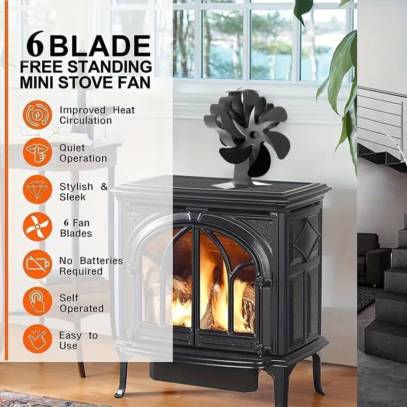 heat powered fireplace fan quiet 6 blade stove fan for   heat circulation in wood burning fireplaces details 5