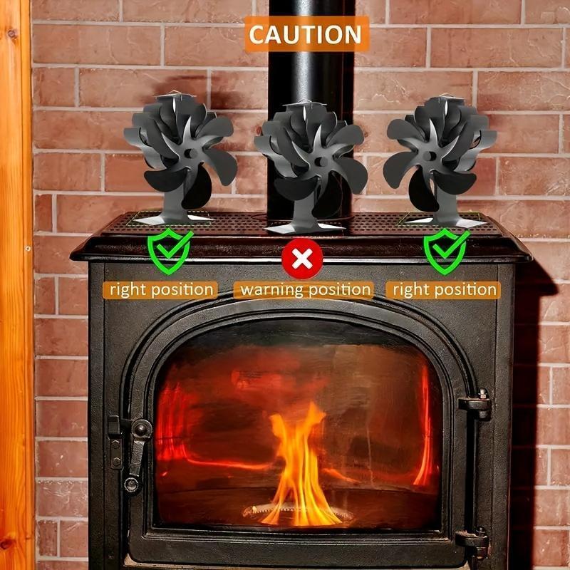 heat powered fireplace fan quiet 6 blade stove fan for   heat circulation in wood burning fireplaces details 2