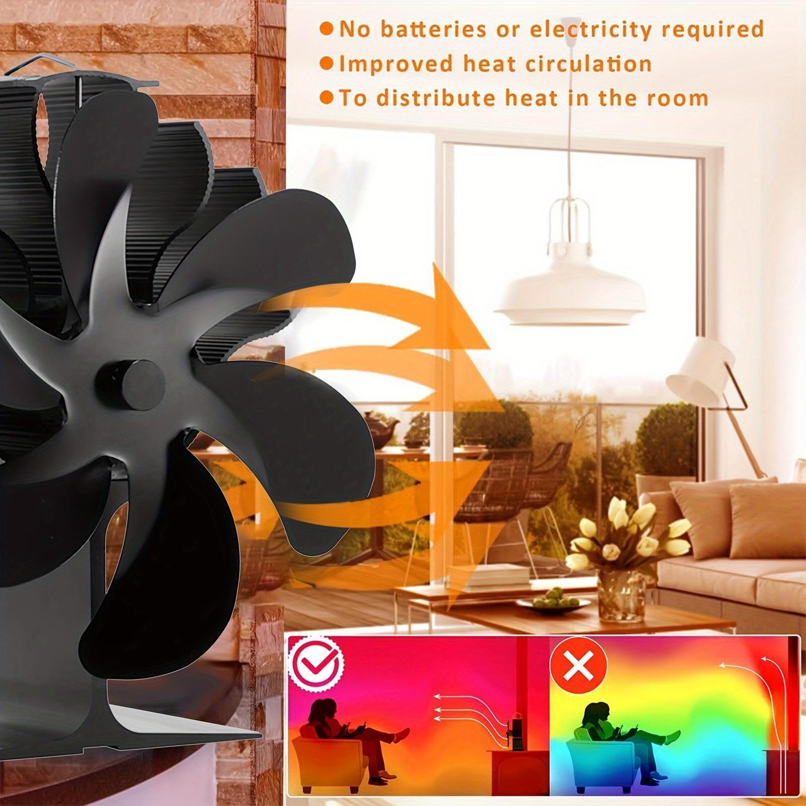 heat powered fireplace fan quiet 6 blade stove fan for   heat circulation in wood burning fireplaces details 1