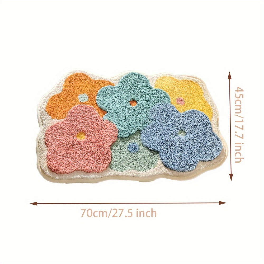 colorful flower shaped non slip bathroom mat soft absorbent durable polyester blend floor mat with vibrant orange   and green petal designs ideal for shower and bathroom use bathroom mat decorative floor mat soft texture mat bathroom mat decor Product details 3