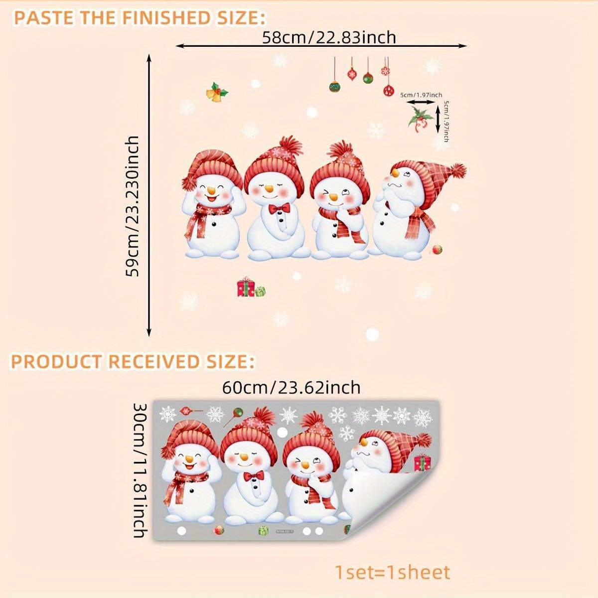 A Christmas Multi- Snowman And Snowflake Static Cling Window Decal With Double-sided Printing, Decorative Window Sticker Dj704-zj