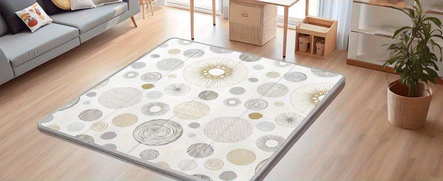 reversible 59x59   play mat waterproof non slip dual sided with circles     indoor outdoor use details 5