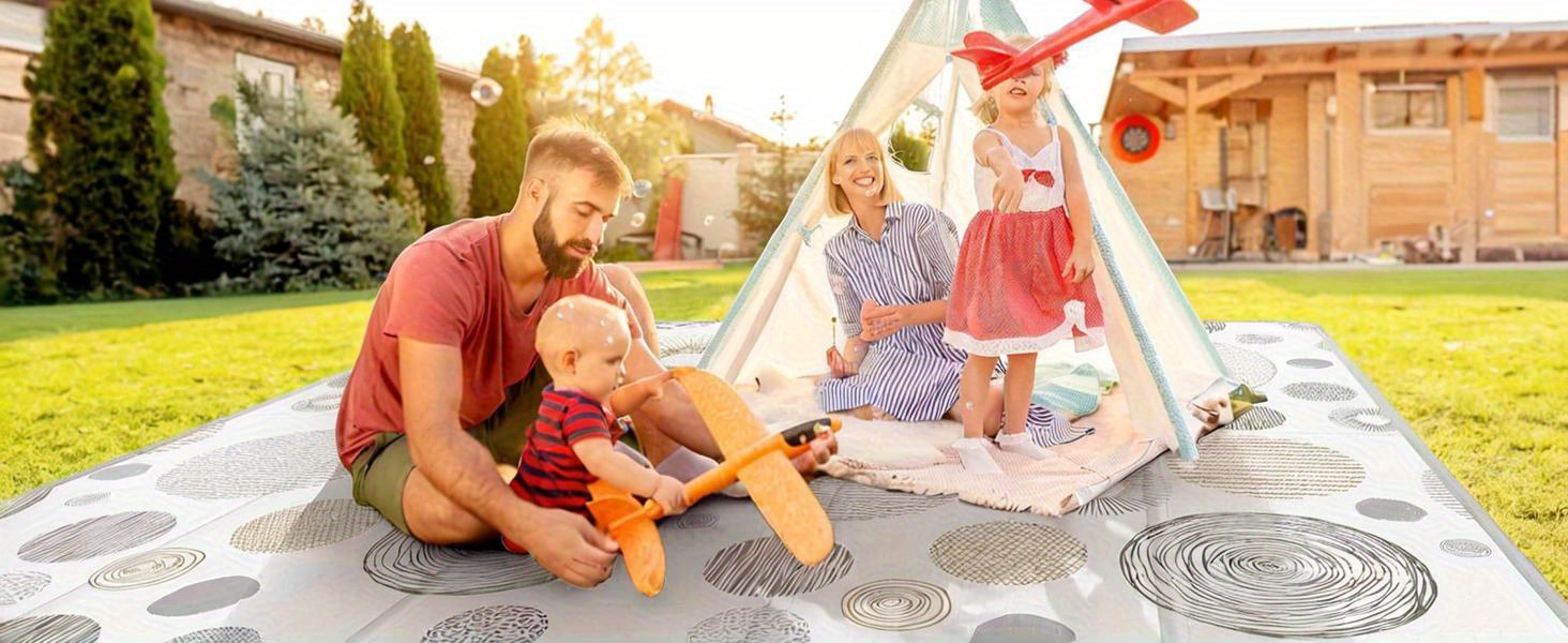 reversible 59x59   play mat waterproof non slip dual sided with circles     indoor outdoor use details 7