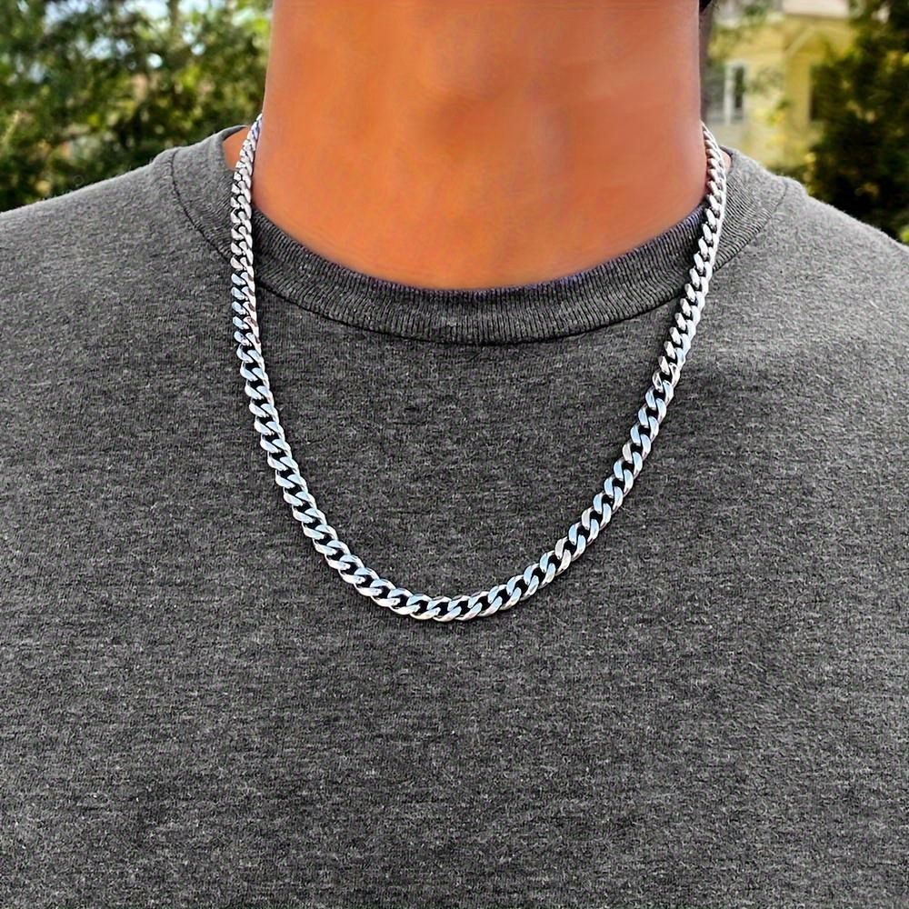 stylish mens stainless steel chain necklace cuban link Temu