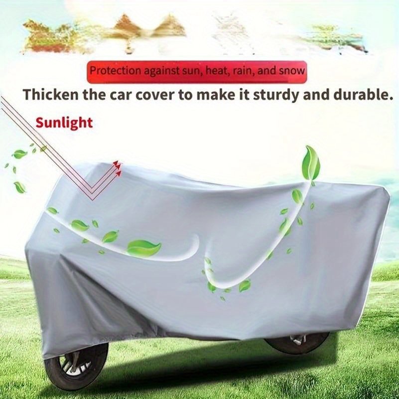 

1pc Heavy-duty Motorcycle Cover, Uv Protection, Dustproof & Rainproof Polyester, Fleece-lined, Thickened Oxford With Plush, For Outdoor Storage