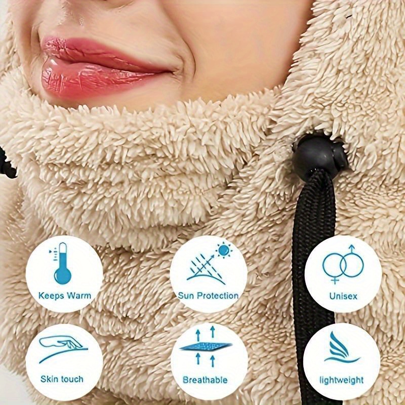 2pcs Balaclava Set - Windproof Fleece Ski Mask & Neck Warmer, Cozy Winter Face Cover for Outdoor Sports & Street Style details 9