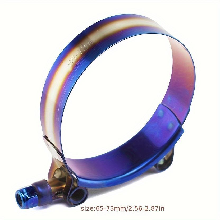 Image of Hose Clamp T- High Quality Stainless Steel Burnt Titanium Blue Adjustable Pipe Fix Clip Kit 1.75 Inch To 3.5 Inch 45mm To 98mm
