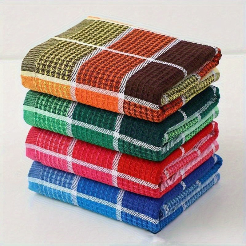 

Kitchen Towels With A Waffle Weave Design - Absorbent, Made From A Soft , In Colors For Dish Drying And Hand Use.