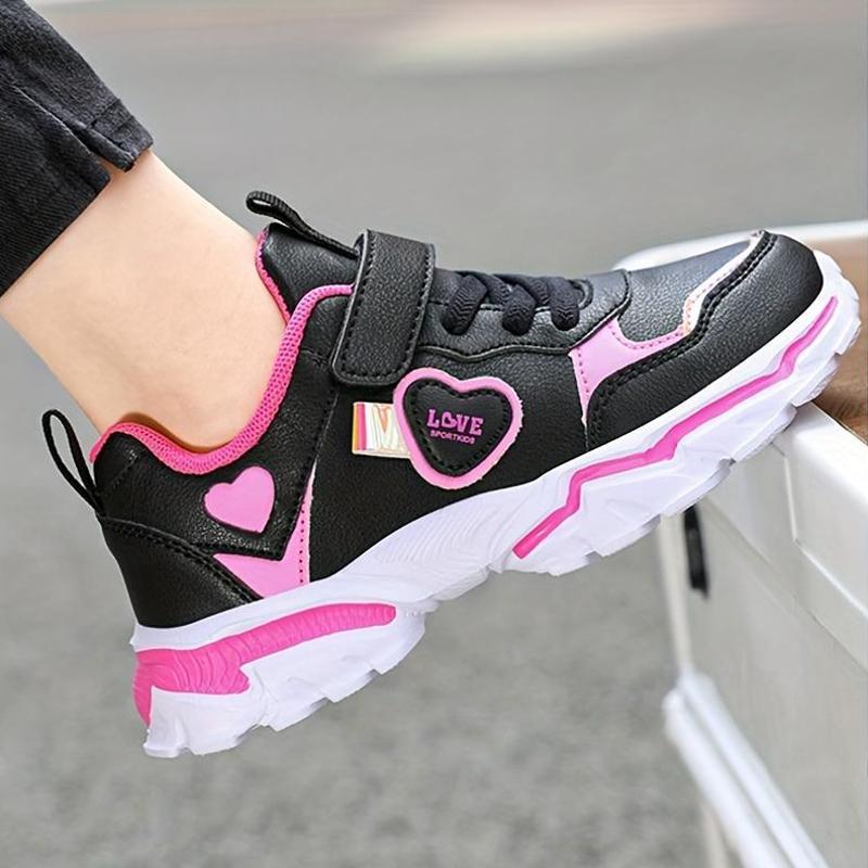 Trendy High Quality Chunky Sneakers for Girls Non-Slip Hook Loop  Fastener Low-Top Casual Pattern, PU Upper MD Sole Streetwear Running 