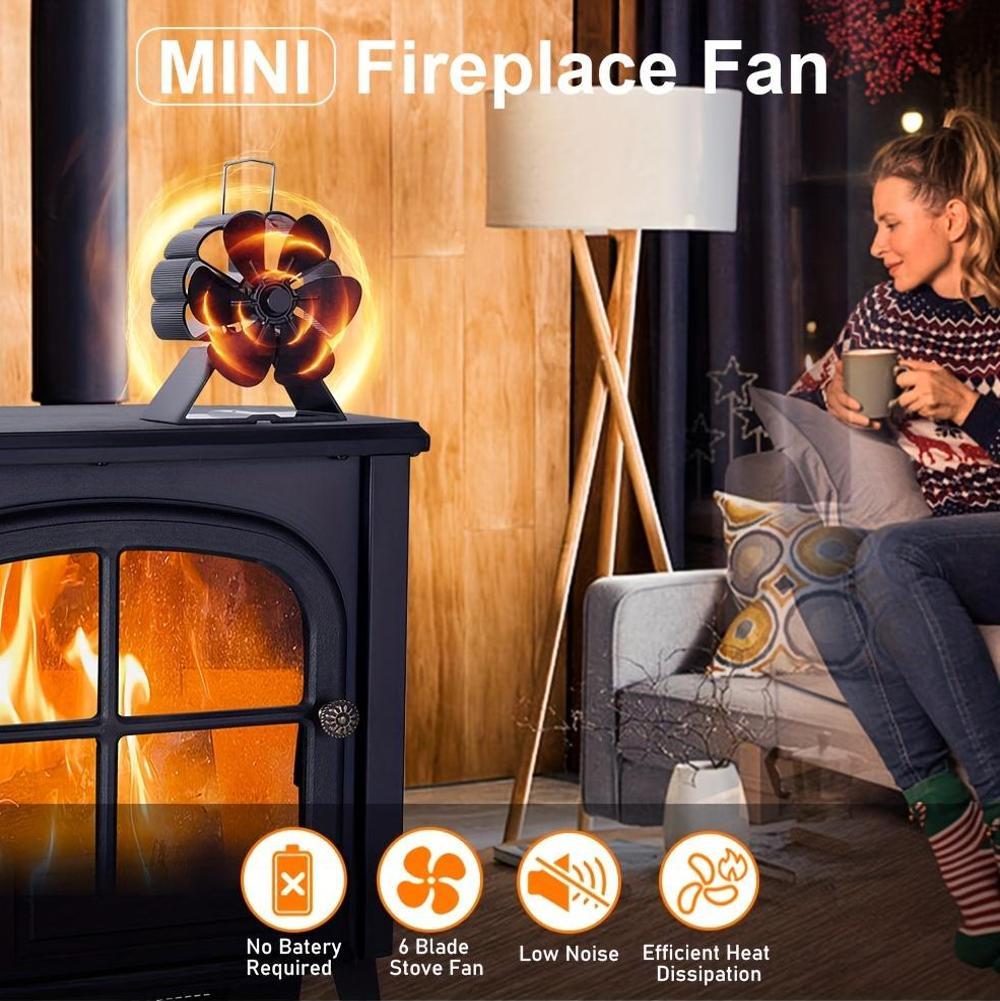 mini stove fan 6 blade heat powered fireplace fan log wood burner eco fan quiet fireplace   winter   distribution details 0