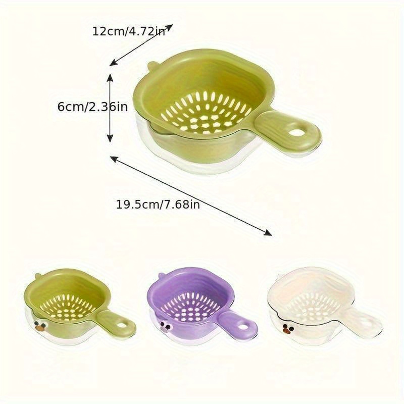 2pcs cute duckbill drain basket with handle 2 in 1 thickened kitchen strainer for fruits vegetables   plastic water filter washing basket details 4