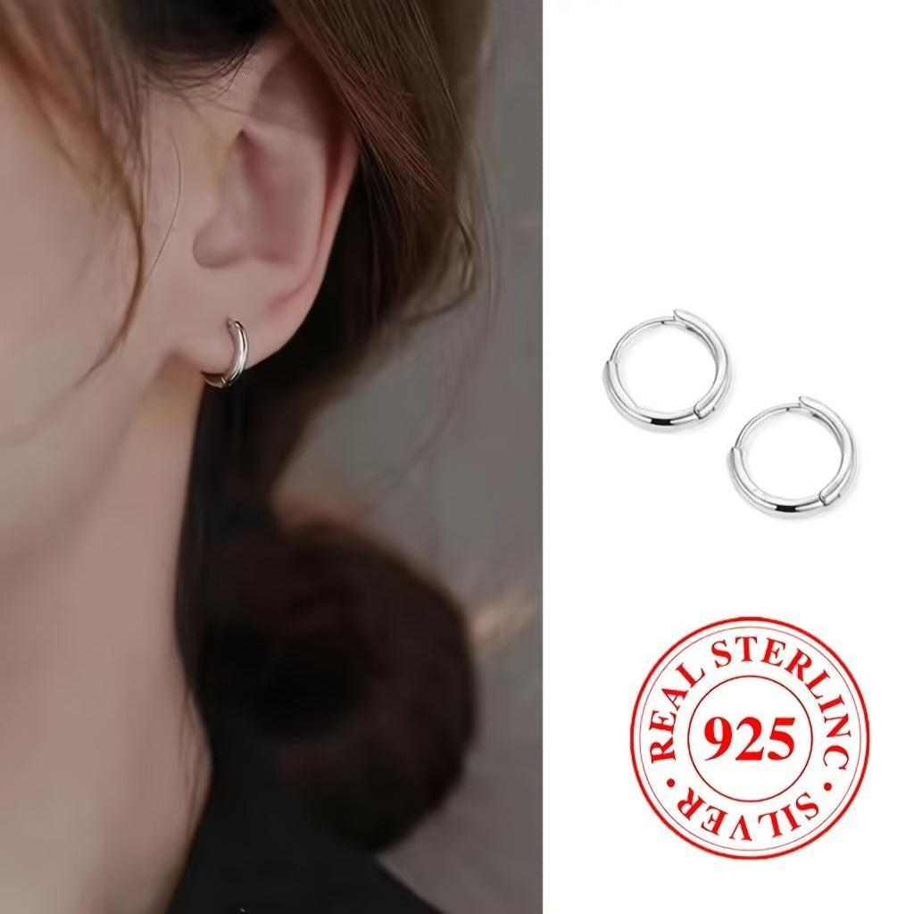 Sterling Silver Hoop Earrings & Small Round Earrings Set