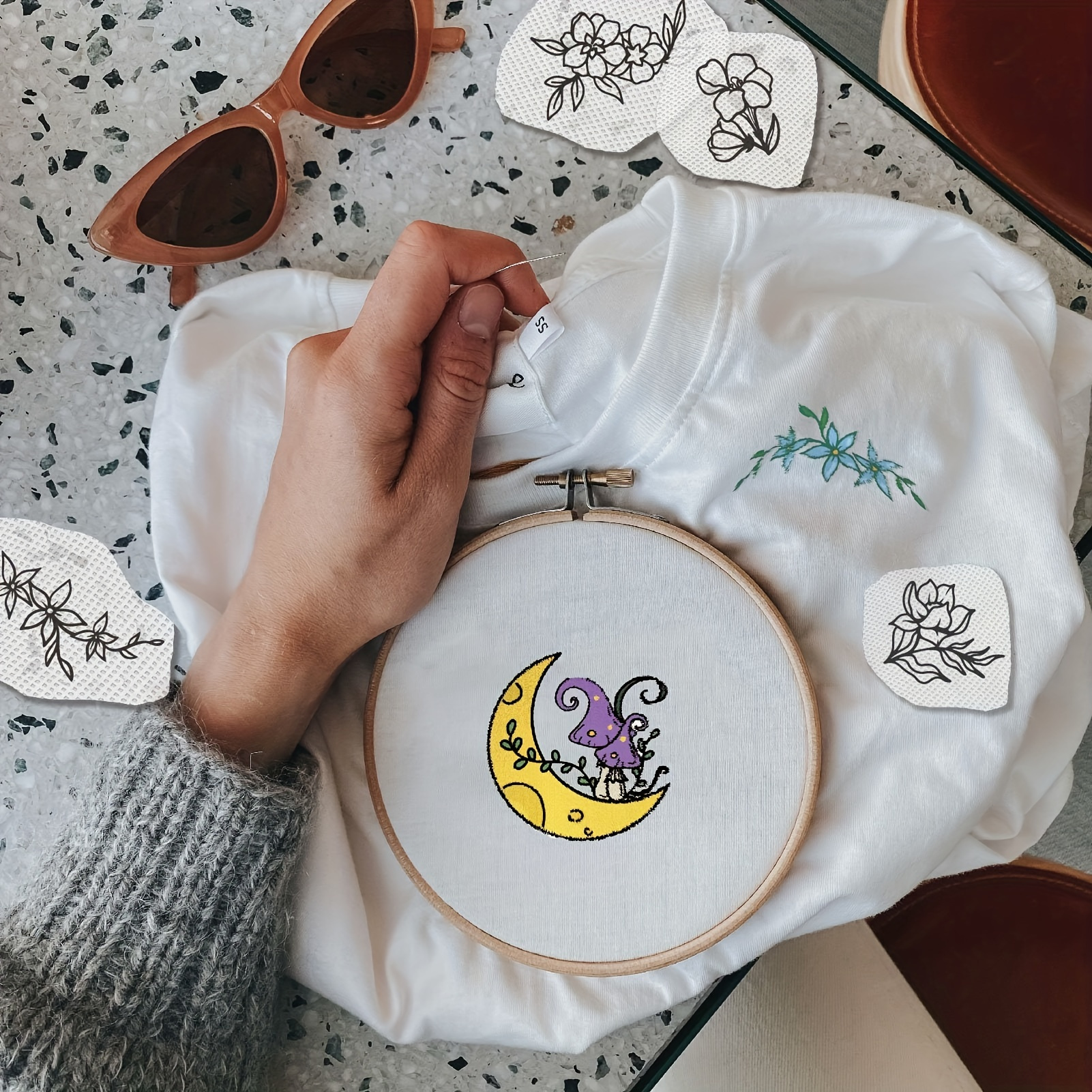 Blank Water-Soluble Embroidery Pattern Stickers for Craft Projects