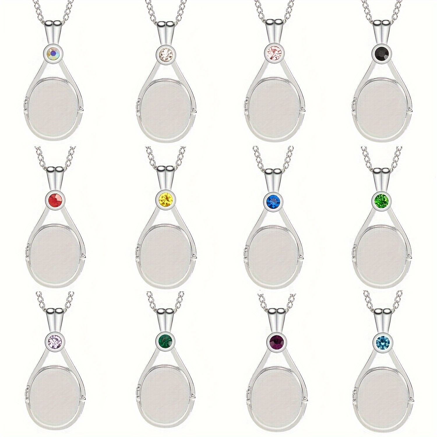 VICKWOOD H2o Soudain Sirène Chaîne H20 Médaillon Avec 5A Zirconium En Blanc/rose/jaune Amulette Personnalisée Pour Images Cadeau D'anniversaire Pour Femme (5A Silber_Blau