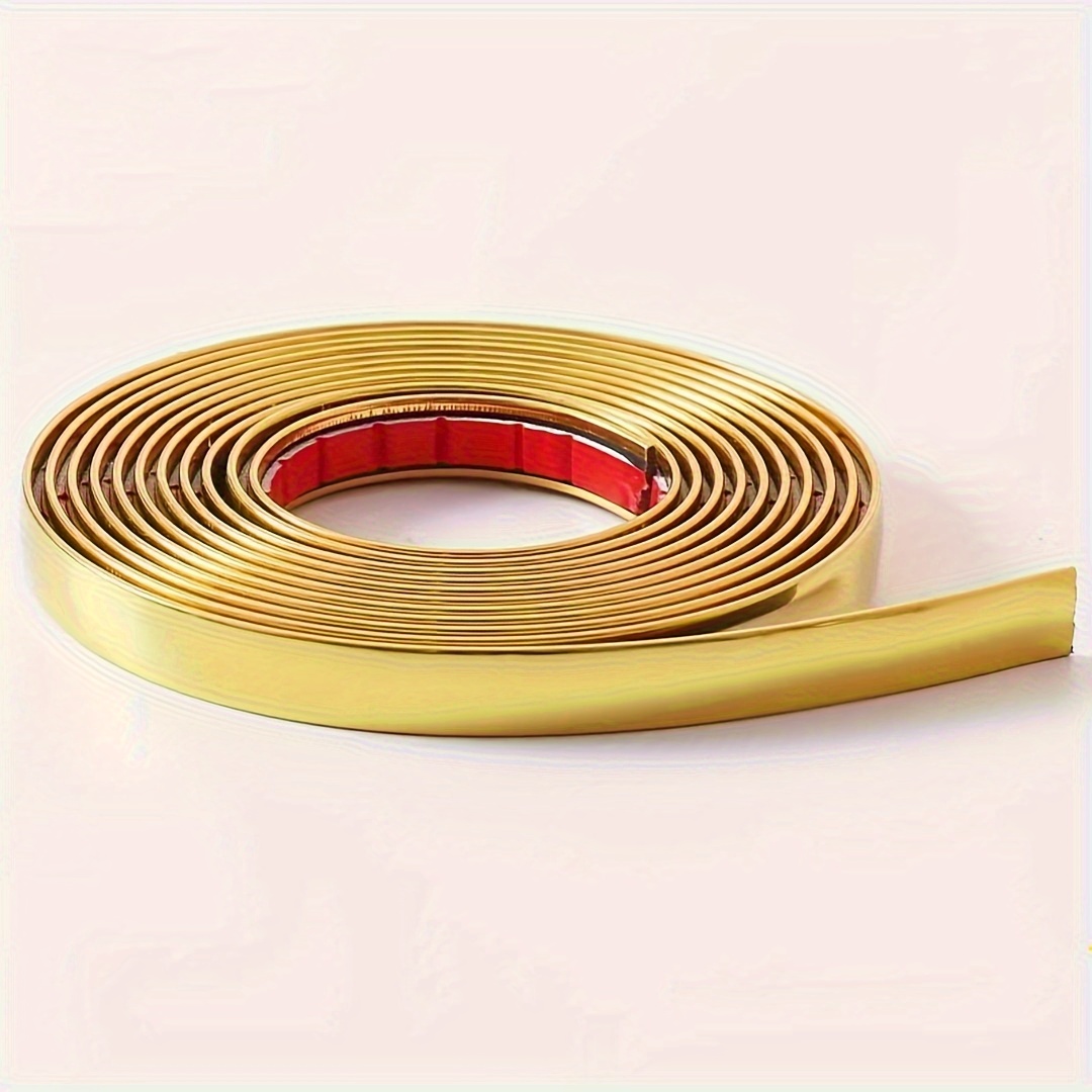 

Golden Self-adhesive Decorative Trim Strip - Pvc, Industrial Hardware For Home Wall Edging, Door & Window Sealing, Cabinet Tile Corner Protection, And Mirror Frame