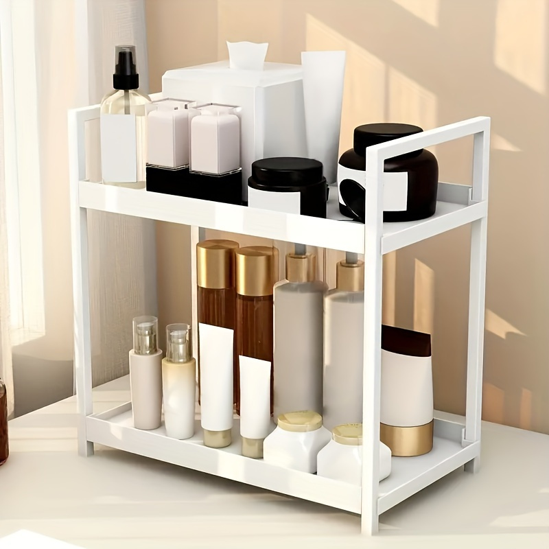 

Double-layer Storage Rack For Kitchen, Bathroom & Office - Countertop Organizer For Spices, Cosmetics & Skincare, Iron With Painted