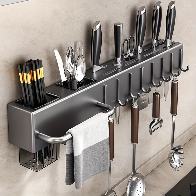 

1pc Jruiz -mounted , - No-drill Metal Organizer , Steel Cutlery And Spoon