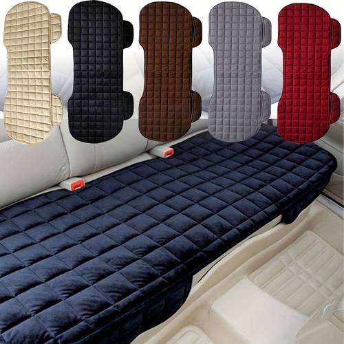 1pc car rear seat cushion short plush checkered pattern extra thick warm rear seat pad no backrest long cushion rear seat cushion for three seats suitable for sedans mpvs suvs trucks rvs