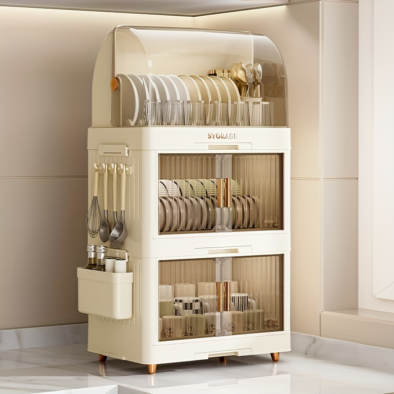 waterproof multi purpose kitchen organizer with   rectangular plastic storage cabinet for dishes chopsticks tableware 0
