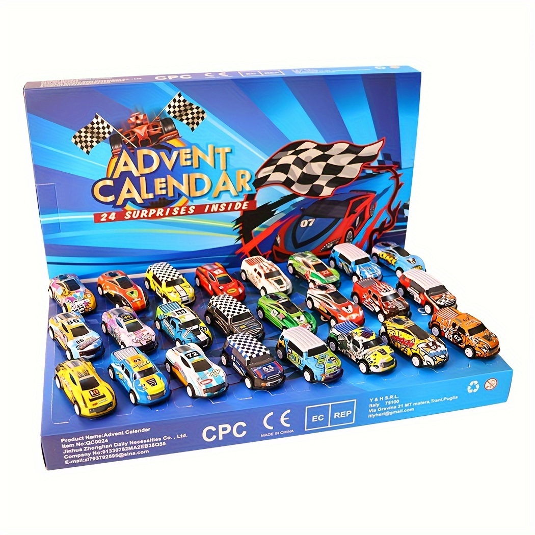 24pcs racing car advent calendar - perfect christmas &  , ideal for stocking stuffers & party favors 0