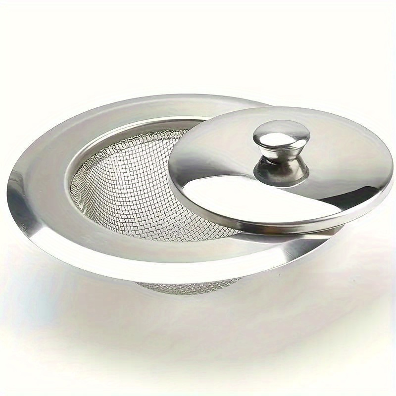 Stainless Steel Kitchen Sink Strainer With Lid - , Durable & Fine Mesh Filter For Vegetables And Floor Drains, Easy Clean