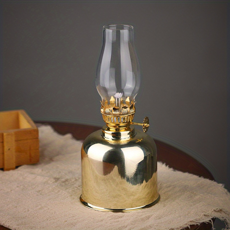 Image of Amanigo Glass Oil Lamp With Original Glass & Reflector - Vintage Coal/oil Fuel For Emergency, Camping, Or Power Outages - Nostalgic Historical Fixture (fuel Sold Separately)